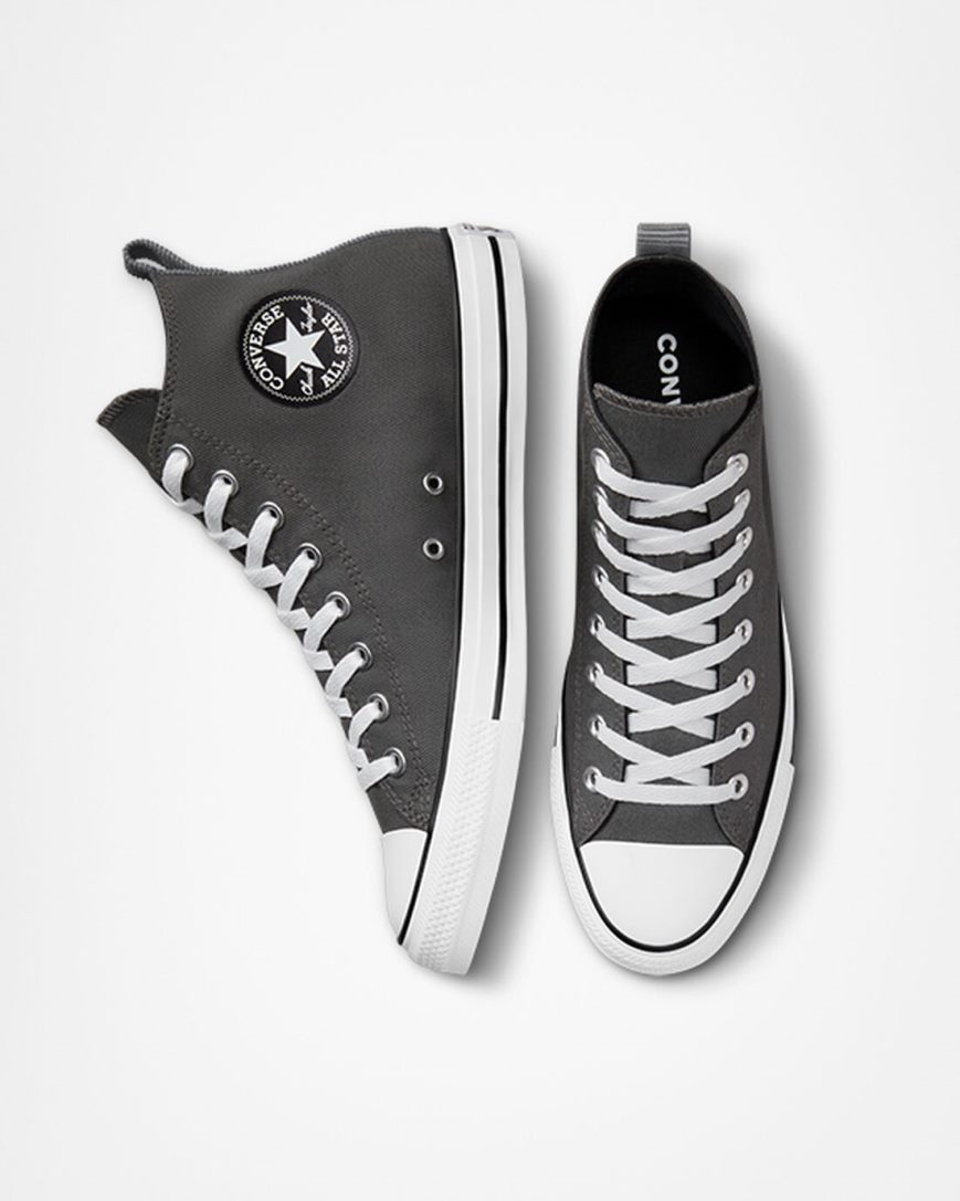 Zapatillas Altas Converse Chuck Taylor All Star Woven Twill Mujer Gris Negras | PE E482LP